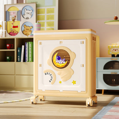 Modern Art Deco Cartoon Astronaut Rectangular PP Plastic Foldable Movable Storage Cabinet 1-Cabinet For Bedroom