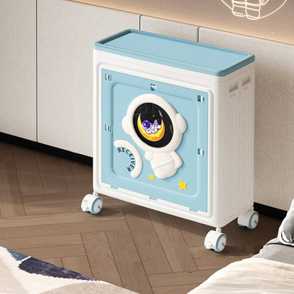 Modern Art Deco Cartoon Astronaut Rectangular PP Plastic Foldable Movable Storage Cabinet 1-Cabinet For Bedroom