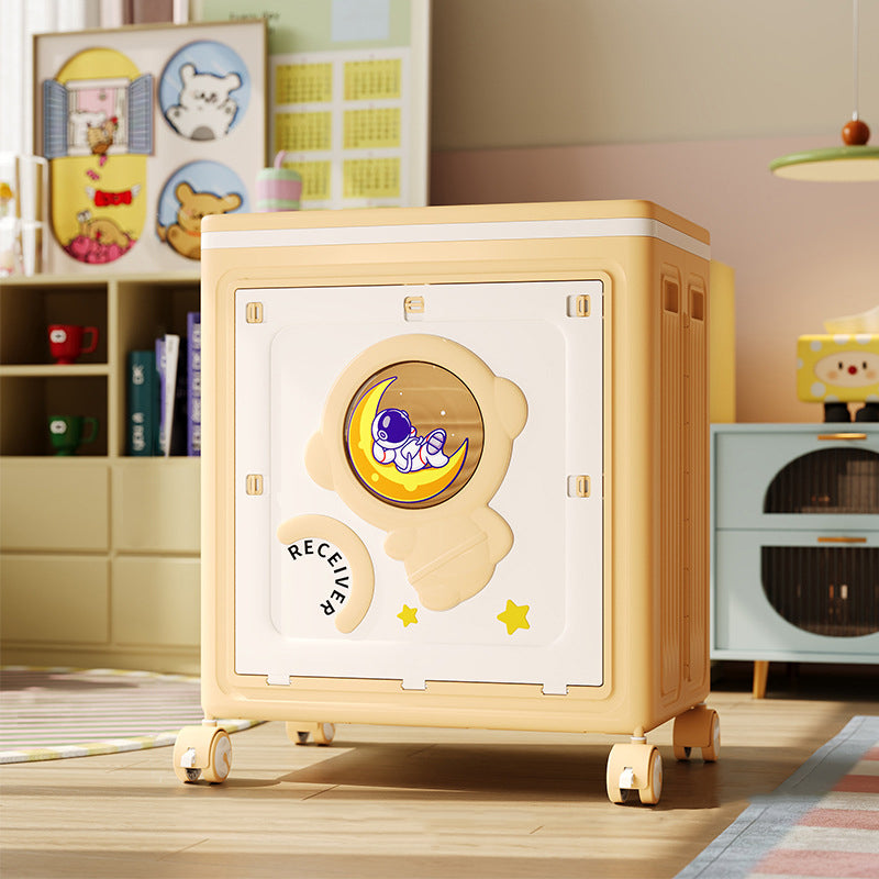 Modern Art Deco Cartoon Astronaut Rectangular PP Plastic Foldable Movable Storage Cabinet 1-Cabinet For Bedroom