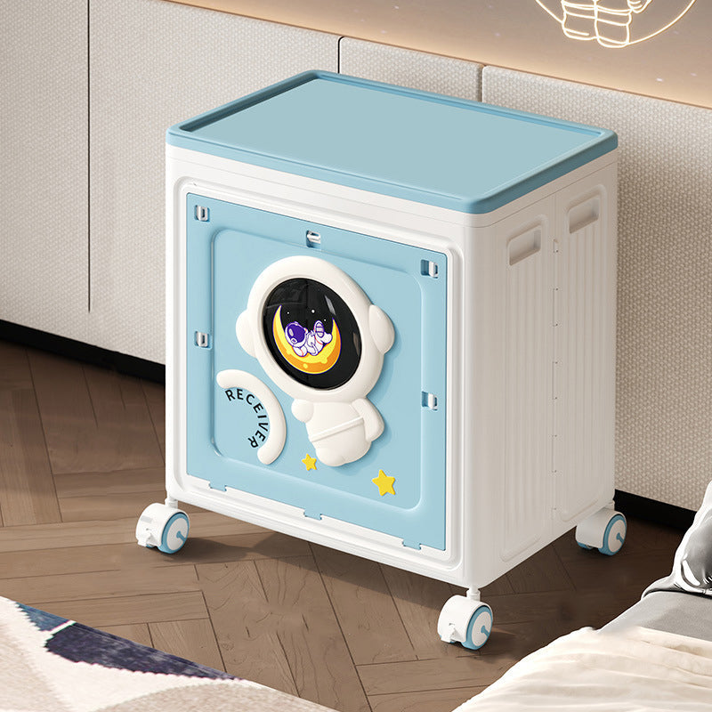 Modern Art Deco Cartoon Astronaut Rectangular PP Plastic Foldable Movable Storage Cabinet 1-Cabinet For Bedroom