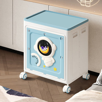Modern Art Deco Cartoon Astronaut Rectangular PP Plastic Foldable Movable Storage Cabinet 1-Cabinet For Bedroom
