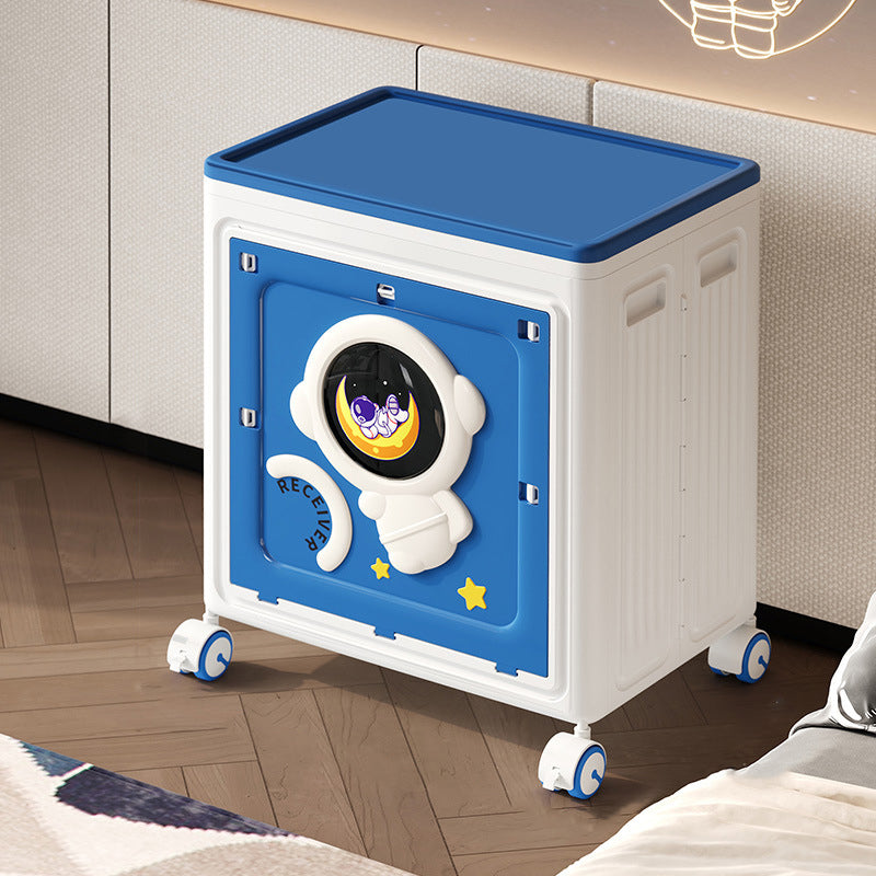 Modern Art Deco Cartoon Astronaut Rectangular PP Plastic Foldable Movable Storage Cabinet 1-Cabinet For Bedroom