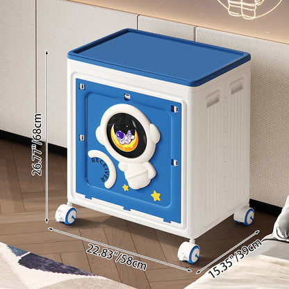 Modern Art Deco Cartoon Astronaut Rectangular PP Plastic Foldable Movable Storage Cabinet 1-Cabinet For Bedroom