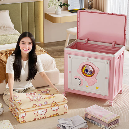 Modern Art Deco Cartoon Astronaut Rectangular PP Plastic Foldable Movable Storage Cabinet 1-Cabinet For Bedroom