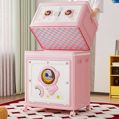 Modern Art Deco Cartoon Astronaut Rectangular PP Plastic Foldable Movable Storage Cabinet 1-Cabinet For Bedroom