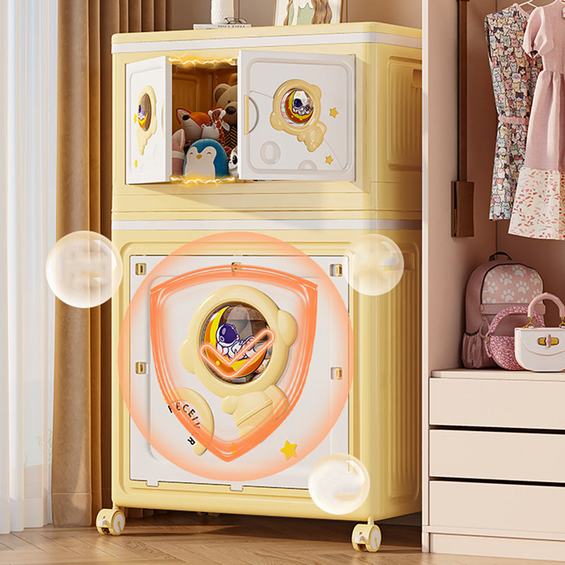 Modern Art Deco Cartoon Astronaut Rectangular PP Plastic Foldable Movable Storage Cabinet 1-Cabinet For Bedroom