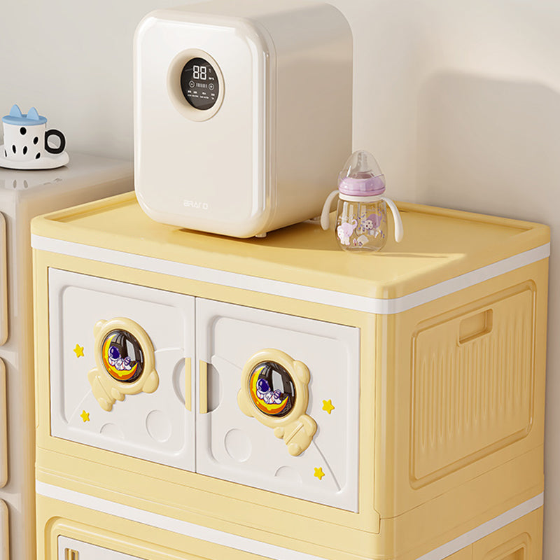 Modern Art Deco Cartoon Astronaut Rectangular PP Plastic Foldable Movable Storage Cabinet 1-Cabinet For Bedroom