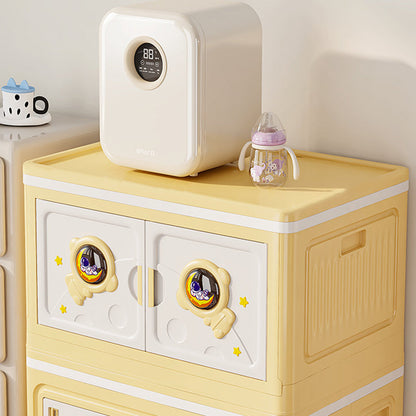 Modern Art Deco Cartoon Astronaut Rectangular PP Plastic Foldable Movable Storage Cabinet 1-Cabinet For Bedroom