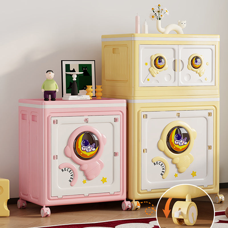 Modern Art Deco Cartoon Astronaut Rectangular PP Plastic Foldable Movable Storage Cabinet 1-Cabinet For Bedroom