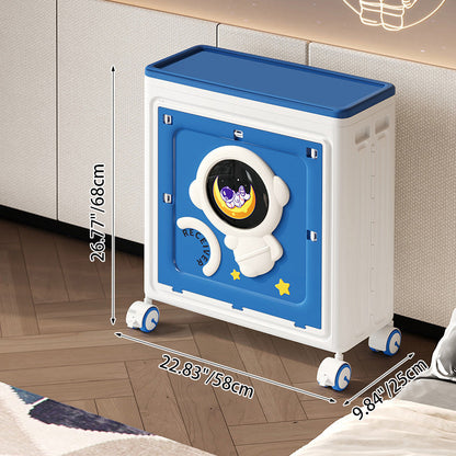 Modern Art Deco Cartoon Astronaut Rectangular PP Plastic Foldable Movable Storage Cabinet 1-Cabinet For Bedroom
