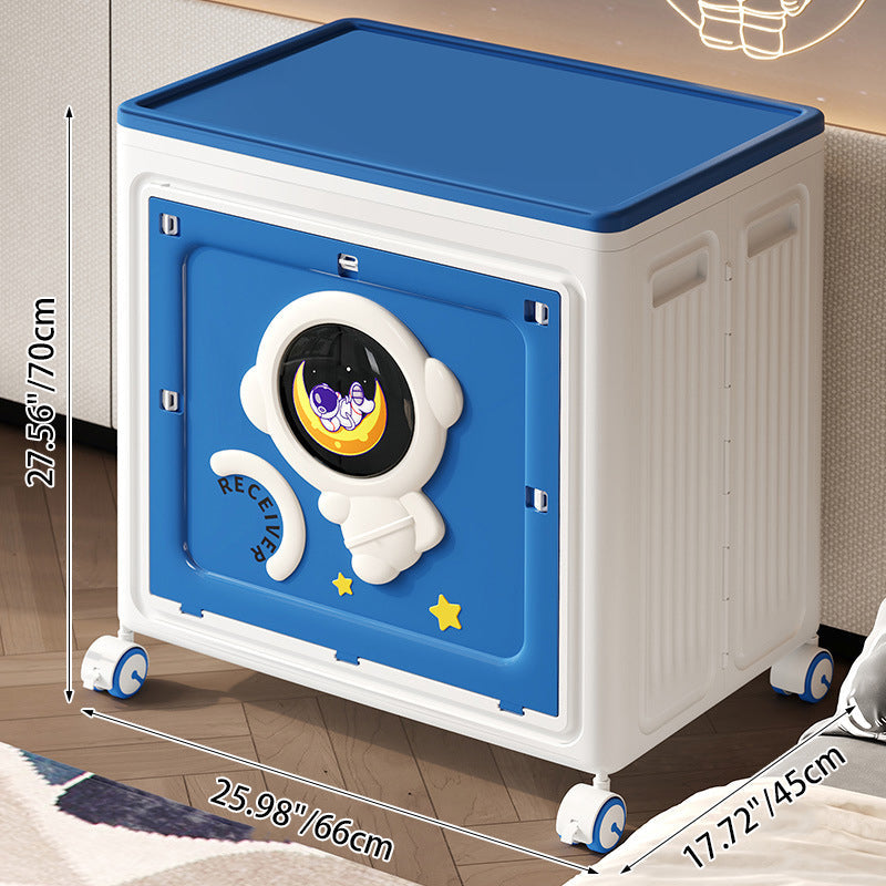 Modern Art Deco Cartoon Astronaut Rectangular PP Plastic Foldable Movable Storage Cabinet 1-Cabinet For Bedroom