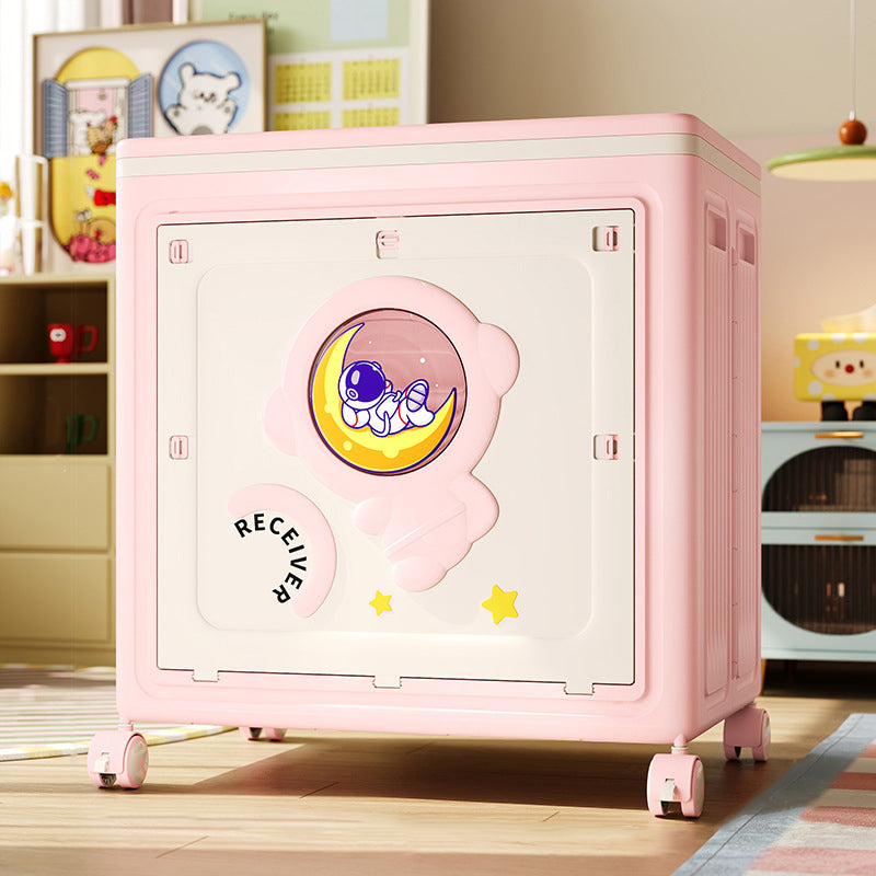 Modern Art Deco Cartoon Astronaut Rectangular PP Plastic Foldable Movable Storage Cabinet 1-Cabinet For Bedroom