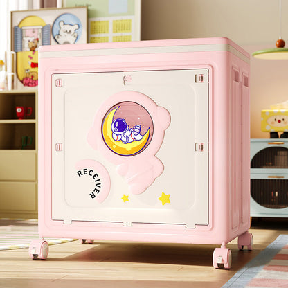 Modern Art Deco Cartoon Astronaut Rectangular PP Plastic Foldable Movable Storage Cabinet 1-Cabinet For Bedroom