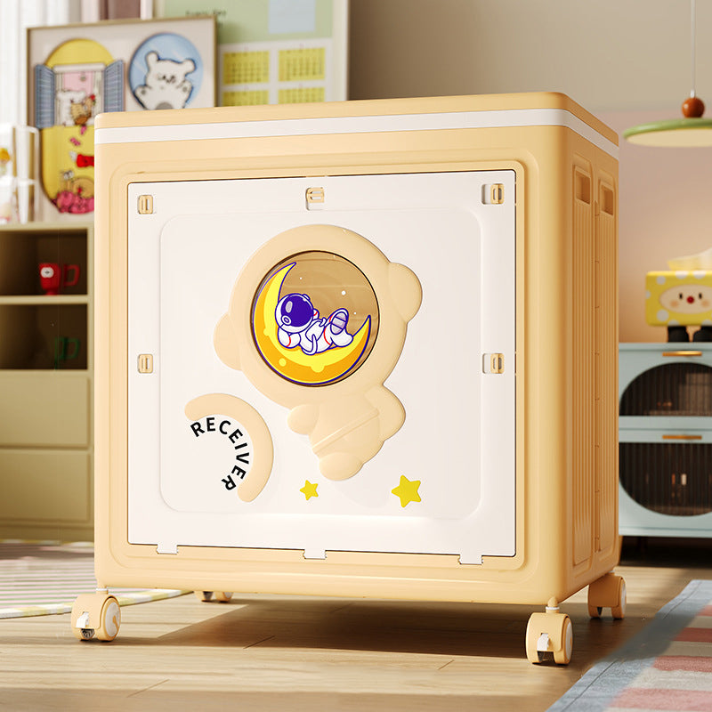 Modern Art Deco Cartoon Astronaut Rectangular PP Plastic Foldable Movable Storage Cabinet 1-Cabinet For Bedroom