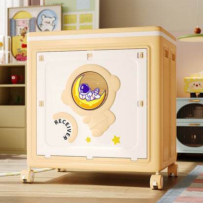 Modern Art Deco Cartoon Astronaut Rectangular PP Plastic Foldable Movable Storage Cabinet 1-Cabinet For Bedroom