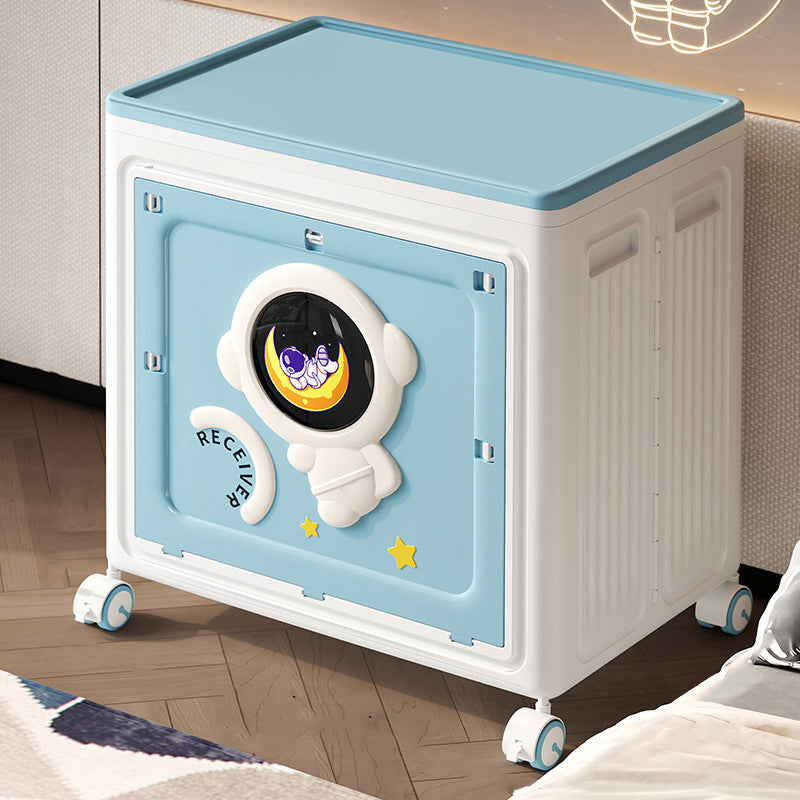 Modern Art Deco Cartoon Astronaut Rectangular PP Plastic Foldable Movable Storage Cabinet 1-Cabinet For Bedroom