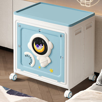 Modern Art Deco Cartoon Astronaut Rectangular PP Plastic Foldable Movable Storage Cabinet 1-Cabinet For Bedroom