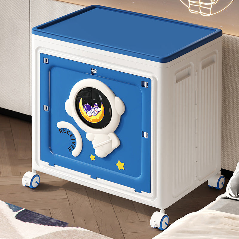 Modern Art Deco Cartoon Astronaut Rectangular PP Plastic Foldable Movable Storage Cabinet 1-Cabinet For Bedroom