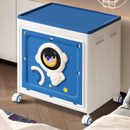 Modern Art Deco Cartoon Astronaut Rectangular PP Plastic Foldable Movable Storage Cabinet 1-Cabinet For Bedroom