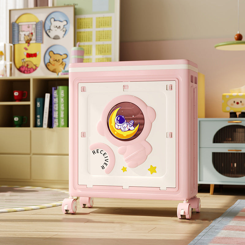 Modern Art Deco Cartoon Astronaut Rectangular PP Plastic Foldable Movable Storage Cabinet 1-Cabinet For Bedroom