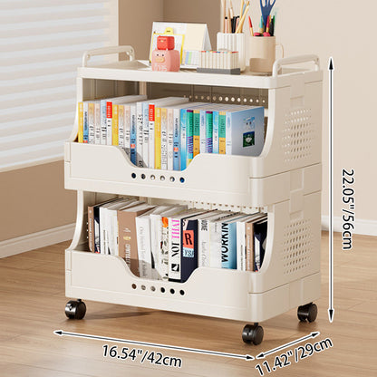 Modern Minimalist Trapezoid Plastic Movable Tiered Storage Bookshelf 3/4/5-Tier For Study