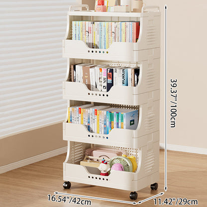 Modern Minimalist Trapezoid Plastic Movable Tiered Storage Bookshelf 3/4/5-Tier For Study