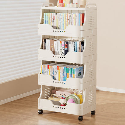 Modern Minimalist Trapezoid Plastic Movable Tiered Storage Bookshelf 3/4/5-Tier For Study