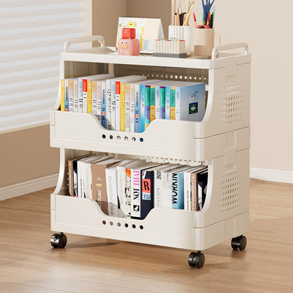 Modern Minimalist Trapezoid Plastic Movable Tiered Storage Bookshelf 3/4/5-Tier For Study