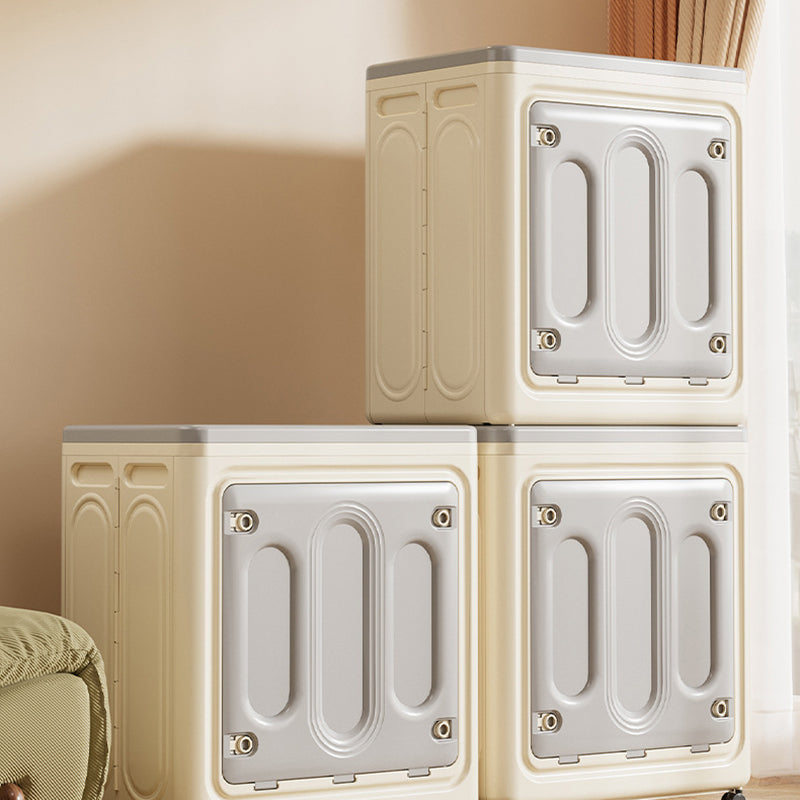 Modern Minimalist Movable Rectangle PP Plastic Dust-Proof Large Capacity Foldable Storage Cabinet 1-Cabinet For Bedroom