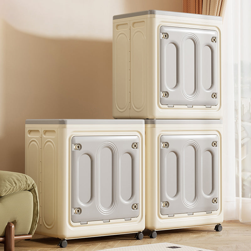 Modern Minimalist Movable Rectangle PP Plastic Dust-Proof Large Capacity Foldable Storage Cabinet 1-Cabinet For Bedroom