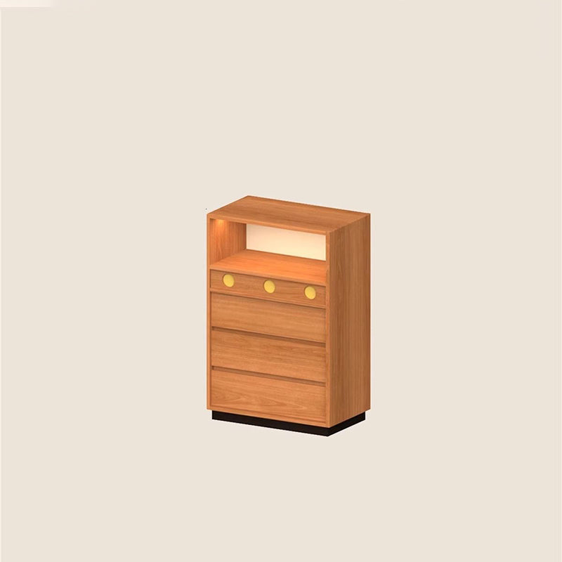 Modern Minimalist Rectangular Solid Cherry Wood Solid Wood Multi-Layer Board Pine Wood Storage Cabinet 4-Drawer For Living Room