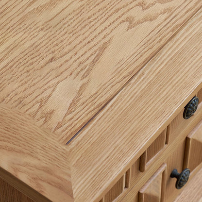 Traditional French Inlaid Rectangular Ash Wood Solid Wood Multi-Layer Board Nightstand 2-Drawer For Bedroom