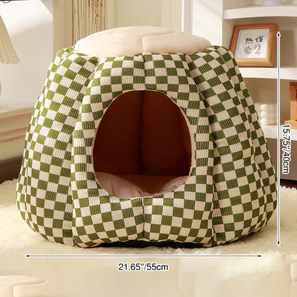 Contemporary Nordic Pineapple Crystal Flannelette PP Cotton Washable Dog & Cat Bed 1-Hole For Living Room