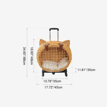 Contemporary Creative Cartoon Cat Iron PE Rattan Weaving Portable & Movable Hollowed-Out Cat Bed 1- Basket For Garden