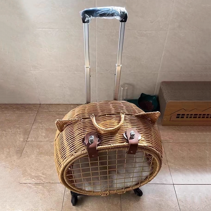 Contemporary Creative Cartoon Cat Iron PE Rattan Weaving Portable & Movable Hollowed-Out Cat Bed 1- Basket For Garden