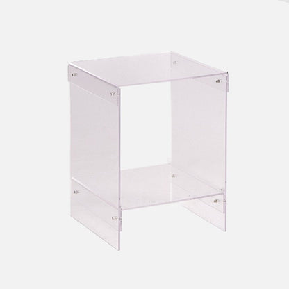 Modern Minimalist Rectangular Acrylic End Table 2-Tier For Living Room & Bedroom