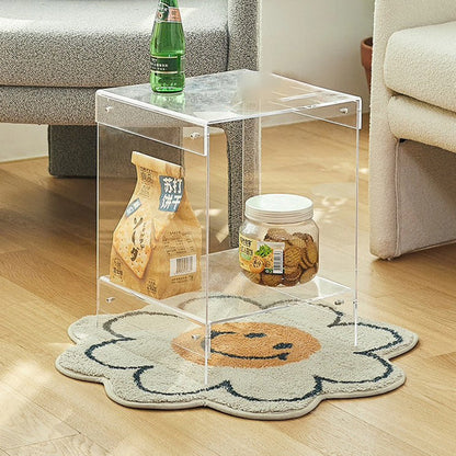 Modern Minimalist Rectangular Acrylic End Table 2-Tier For Living Room & Bedroom