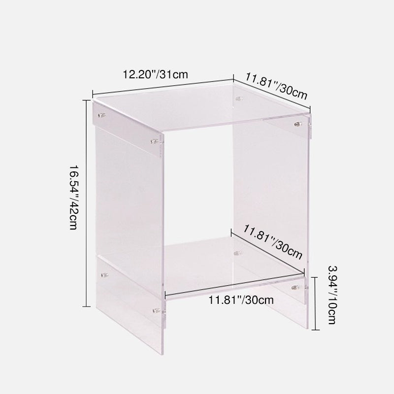 Modern Minimalist Rectangular Acrylic End Table 2-Tier For Living Room & Bedroom