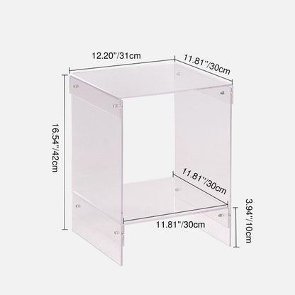 Modern Minimalist Rectangular Acrylic End Table 2-Tier For Living Room & Bedroom