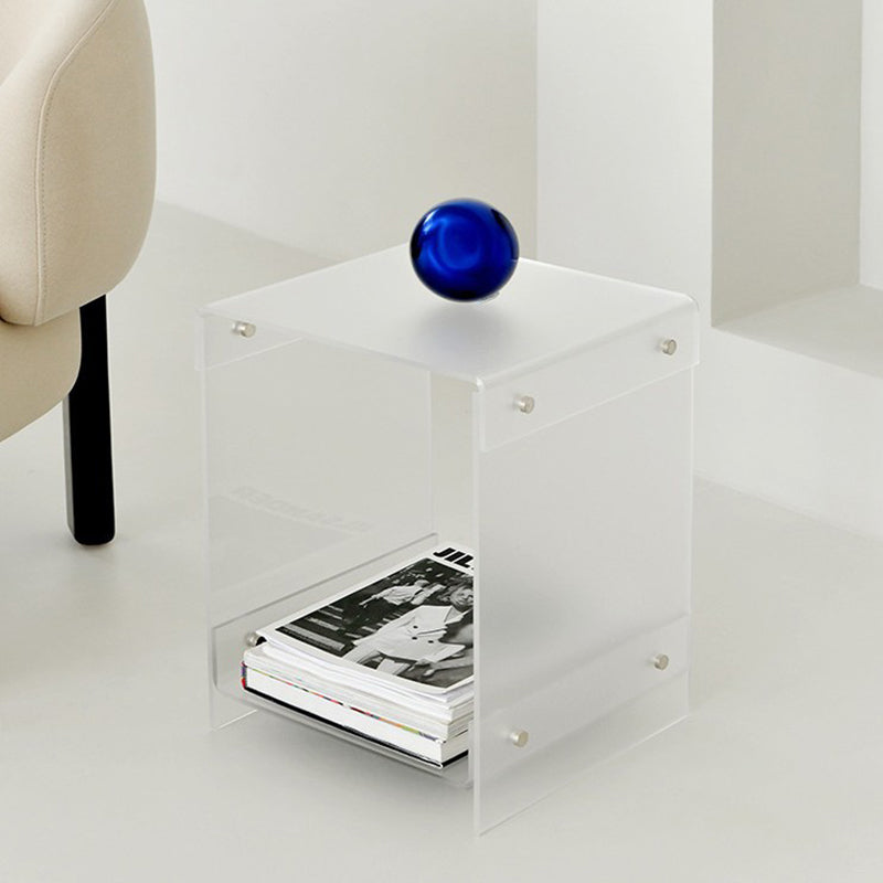 Modern Minimalist Rectangular Acrylic End Table 2-Tier For Living Room & Bedroom