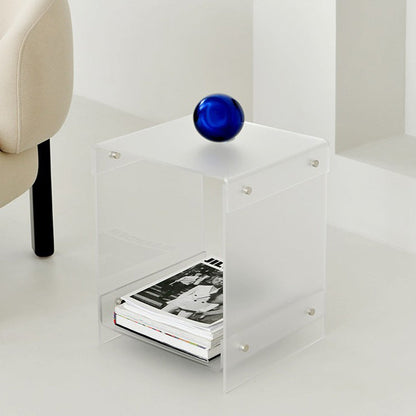 Modern Minimalist Rectangular Acrylic End Table 2-Tier For Living Room & Bedroom