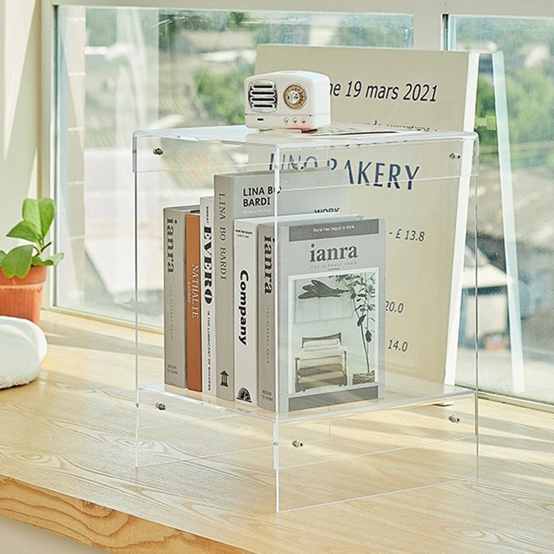 Modern Minimalist Rectangular Acrylic End Table 2-Tier For Living Room & Bedroom