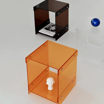 Modern Minimalist Rectangular Acrylic End Table 2-Tier For Living Room & Bedroom