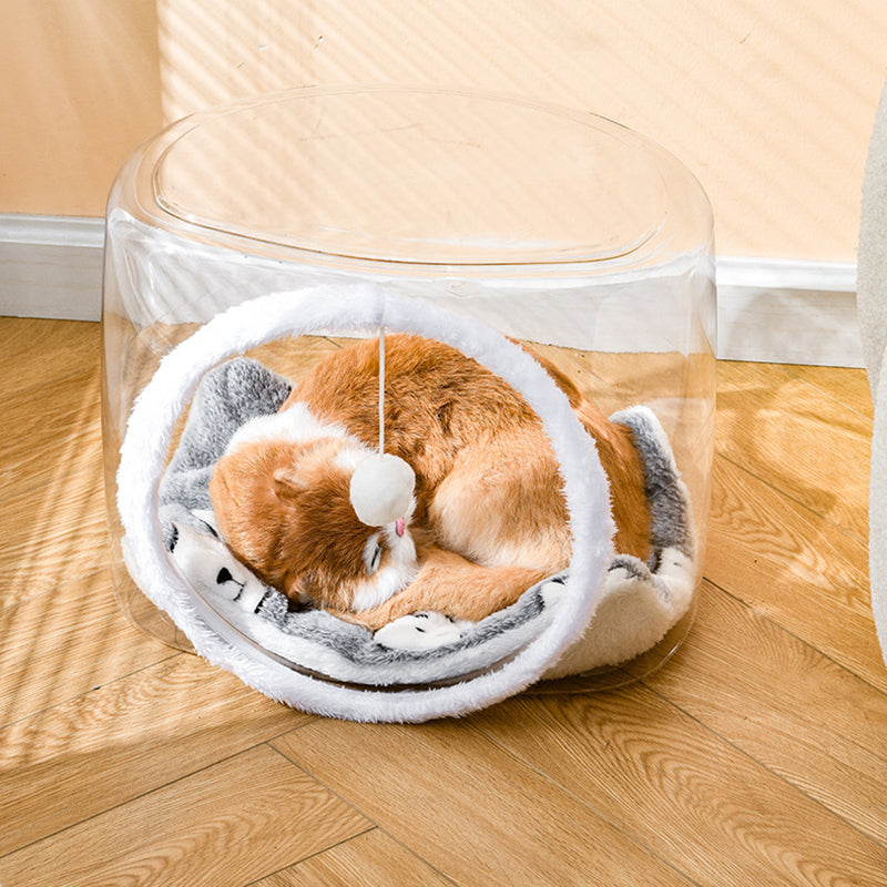 Modern Simplicity Washable Square Cat Plastic Ventilate Transparent Cat Bed 1- Hole For Living Room