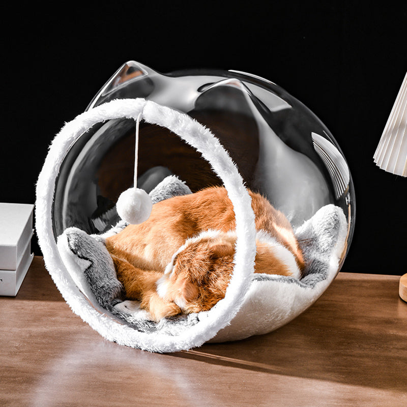 Modern Simplicity Washable Square Cat Plastic Ventilate Transparent Cat Bed 1- Hole For Living Room