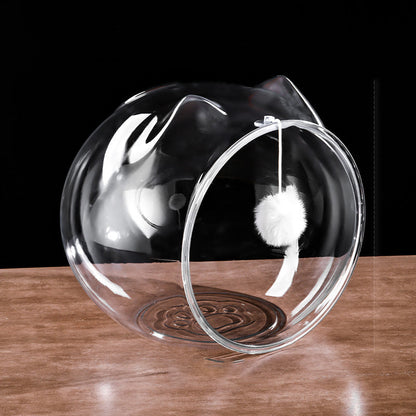 Modern Simplicity Washable Square Cat Plastic Ventilate Transparent Cat Bed 1- Hole For Living Room
