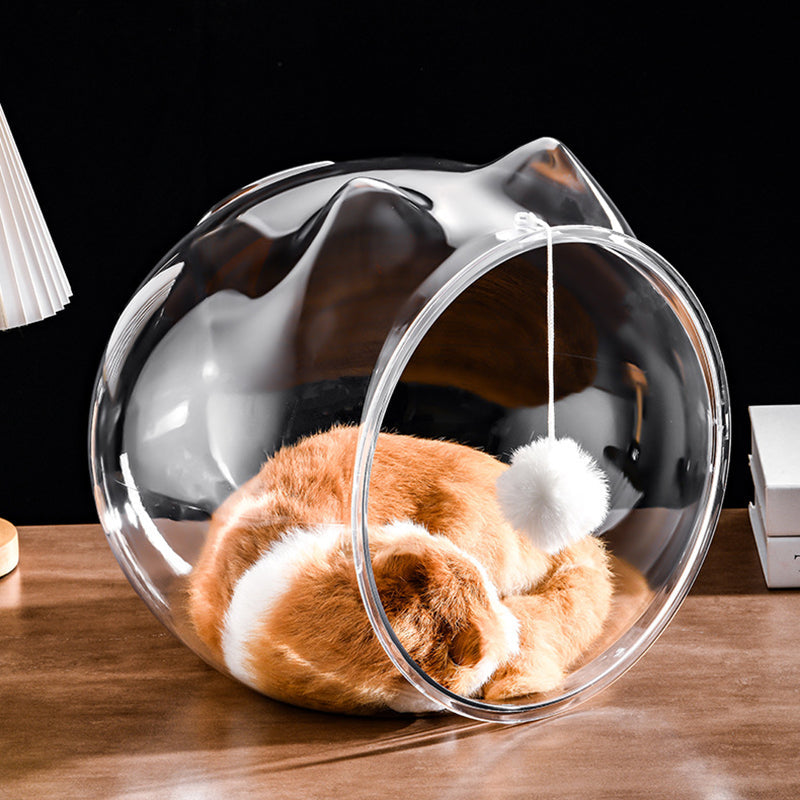 Modern Simplicity Washable Square Cat Plastic Ventilate Transparent Cat Bed 1- Hole For Living Room