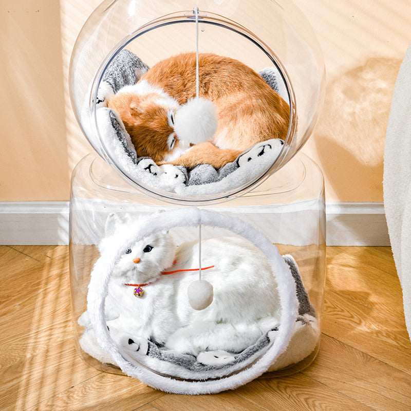 Modern Simplicity Washable Square Cat Plastic Ventilate Transparent Cat Bed 1- Hole For Living Room