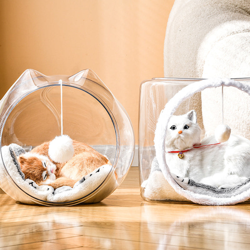 Modern Simplicity Washable Square Cat Plastic Ventilate Transparent Cat Bed 1- Hole For Living Room