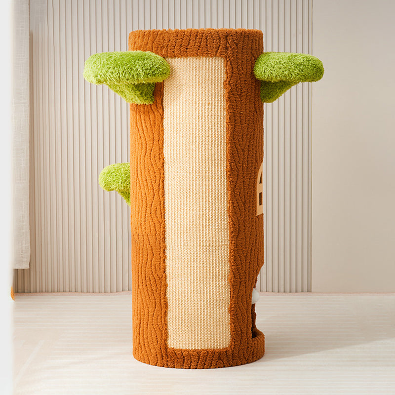 Traditional Rustic Tree Pine Wood MDF Sisal Crystal Flannelette Floor-Standing Cat Tower 1/2/3-Hole For Living Room